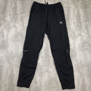 Vintage Adidas Track Pants Men's Large Black Nylon Ankle Zip Windbreaker 2006